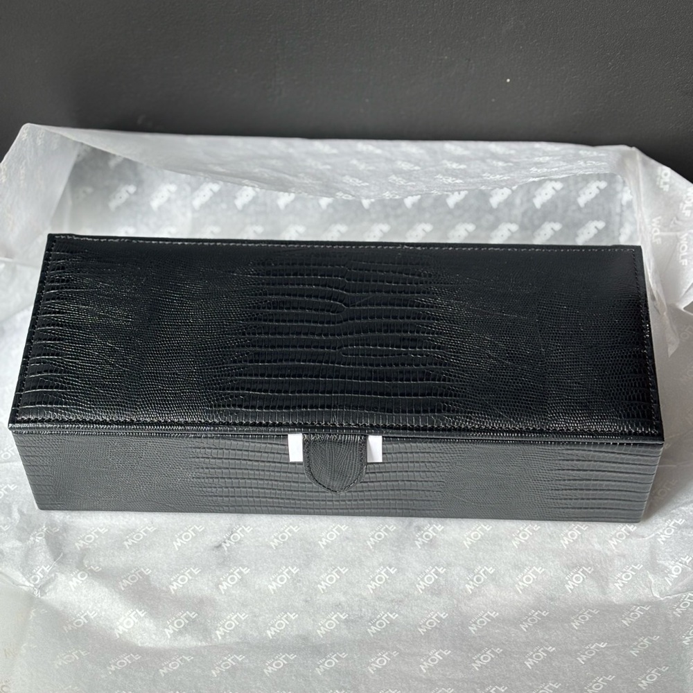 WOLF Textured Black 5pc Watch Box NEW - Picture 4 of 5